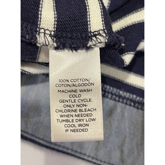 Ann Taylor Loft Womens Striped T Shirt Dress Crew Neck 100% Cotton Blue White MP - Picture 8 of 9